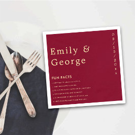 Elegant Classy Burgundy Gold Fun Facts Weddenschap Servet