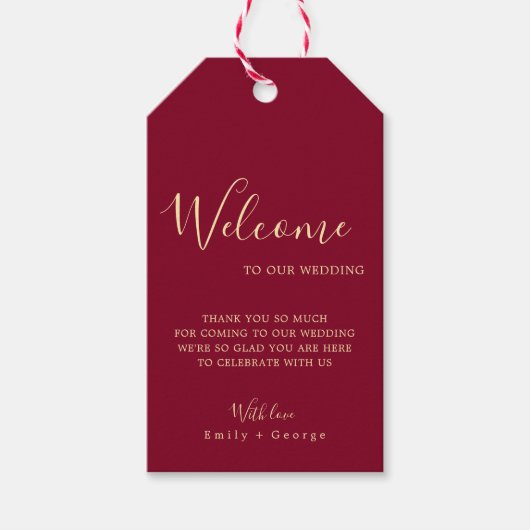Elegant Classy Burgundy Gold Modern Chic Wedding Cadeaulabel (Voorkant)