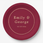 Elegant Classy Burgundy Gold Modern Chic Wedding Papieren Bordje (Voorkant)
