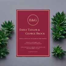 Elegant Classy Burgundy Gold Monogram Chic Wedding