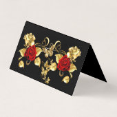 Elegant Classy Butterfly Red Rose Black Gold Visitekaartje (Achterkant)