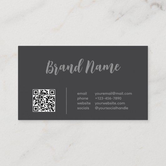 Elegant Classy Calligraphy Line Art QR Code Visitekaartje (Achterkant)