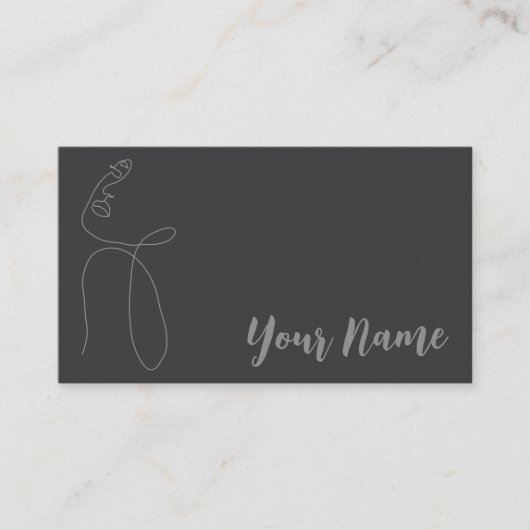 Elegant Classy Calligraphy Line Art QR Code Visitekaartje (Voorkant)