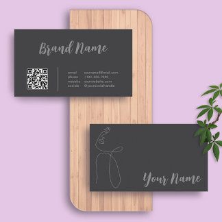 Elegant Classy Calligraphy Line Art QR Code Visitekaartje
