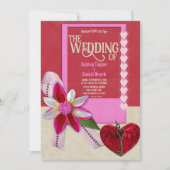 Elegant Classy Calligraphy Red Heart Bow Wedding Kaart (Voorkant)
