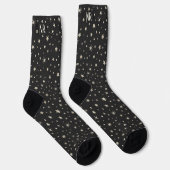Elegant Classy Charcoal Gray Silver Stars Monogram Sokken (Rechts)