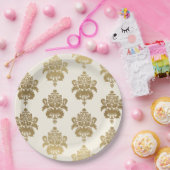 Elegant Classy Cream Gold Damask Patroon Papieren Bordje (Feest)