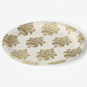 Elegant Classy Cream Gold Damask Patroon Papieren Bordje (Gekanteld)