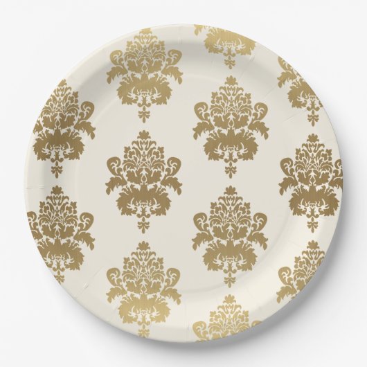 Elegant Classy  Cream Gold Damask Patroon Papieren Bordje
