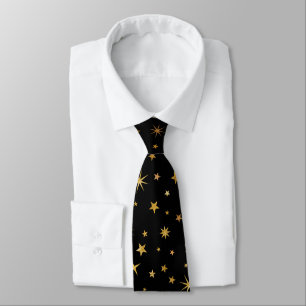 Elegant Classy Custom Monogram Black en Gold Star Stropdas