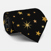 Elegant Classy Custom Monogram Black en Gold Star Stropdas (Opgerold)