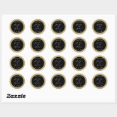 Elegant Classy Custom Zwart Goud Glitter Bruiloft Ronde Sticker (Vel)