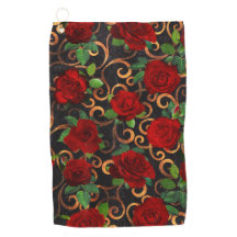 Elegant Classy Damask  Chic Black Red Roses