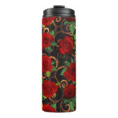 Elegant Classy Damask  Chic Black Red Roses Thermosbeker (Voorkant)
