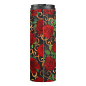 Elegant Classy Damask  Chic Black Red Roses Thermosbeker (Achterkant)