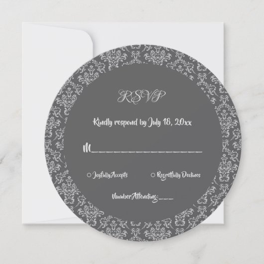 Elegant Classy Damask Classic Formal Round RSVP Kaart (Voorkant)