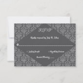 Elegant  Classy Damask Grey Formal Wedding RSVP Kaartje (Voorkant)