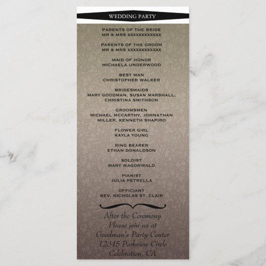 Elegant Classy Damask Programmakaart (Achterkant)