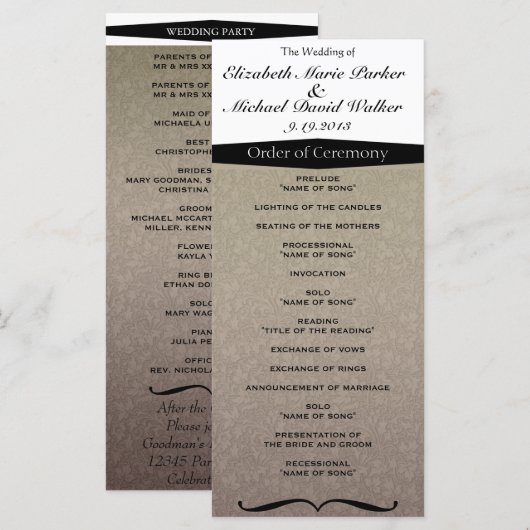 Elegant Classy Damask Programmakaart (Voorkant / Achterkant)
