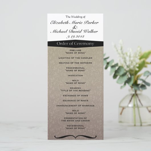Elegant Classy Damask Programmakaart (Staand voorkant)