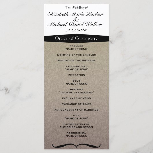 Elegant Classy Damask Programmakaart (Voorkant)