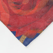 Elegant Classy Damask  Red Rose Blue Fleece Deken (Hoek)