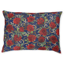 Elegant Classy Damask  Red Rose Blue