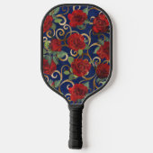 Elegant Classy Damask Red Rose Blue Pickleball Paddle (Achterkant)