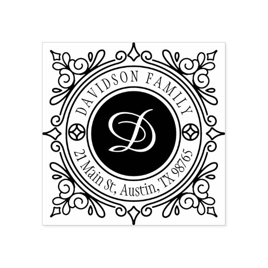 Elegant Classy  Deco Monogram Adres Stempel (Afrduk)
