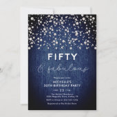 Elegant Classy Denim & Parels 50ste verjaardag Kaart (Voorkant)