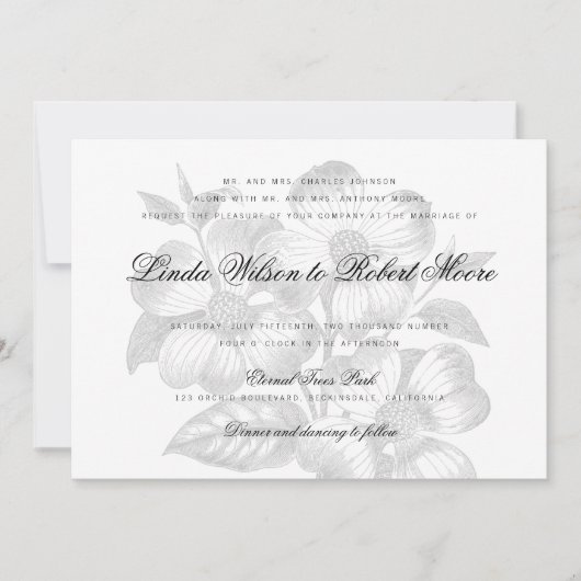Elegant Classy Dogwood Flower Wedding Kaart (Voorkant)