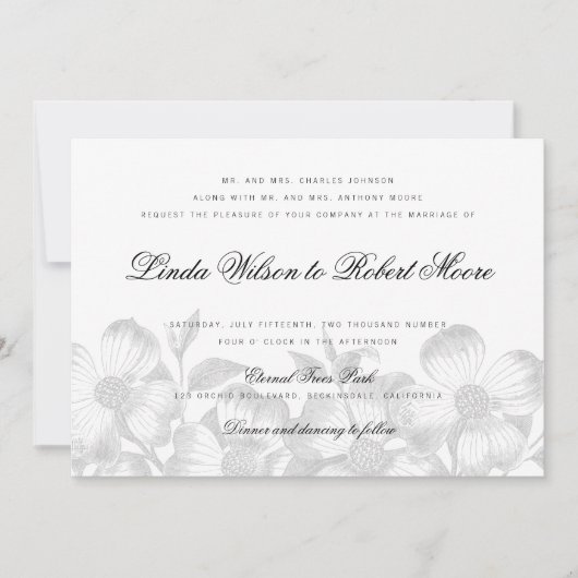 Elegant Classy Dogwood Flower Wedding Kaart (Voorkant)
