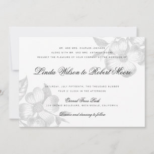 Elegant Classy Dogwood Flower Wedding Kaart