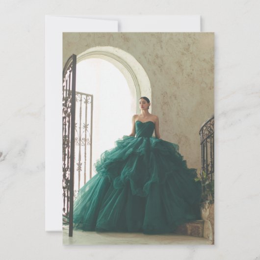 Elegant Classy Emerald Quinceañera 15th Birthday Kaart (Achterkant)