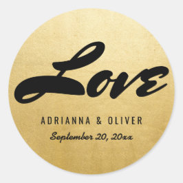 Elegant Classy Faux Gold Foil Love Typografie Ronde Sticker