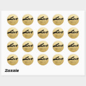 Elegant Classy Faux Gold Foil Love Typografie Ronde Sticker (Vel)