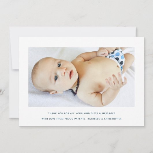 Elegant Classy Filmstrip Baby Boy Foto Blauw geboo Aankondiging (Achterkant)