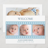 Elegant Classy Filmstrip Baby Boy Foto Blauw geboo Aankondiging (Voorkant / Achterkant)
