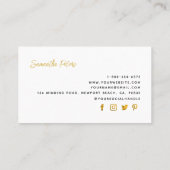 Elegant Classy Floral Black White Magnolia Gold Visitekaartje (Achterkant)