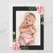 Elegant Classy Floral Bloom | Foto van Girl Baptis Kaart (Achterkant)