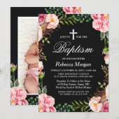 Elegant Classy Floral Bloom | Foto van Girl Baptis Kaart (Voorkant / Achterkant)
