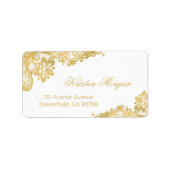 Elegant Classy Floral Gold Lace Etiket (Voorkant)