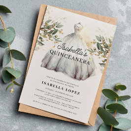 Elegant Classy Floral & Princess Dress Quinceanera Kaart