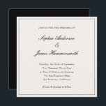 Elegant Classy Formal Black Lijst Script Weddensch Kaart<br><div class="desc">Elegante,  formele en stijlvolle vierkante bruiloft uitnodiging sjabloon met kalligrafie script typografie voor de namen van het paar,  crème witte achtergrond,  een elegant lijst op de voorkant en een zwarte backer. Pas het aan met uw eigen trouwinformatie.</div>