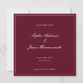 Elegant Classy Formal Burgundy Red Script Wedding  Save The Date (Voorkant)