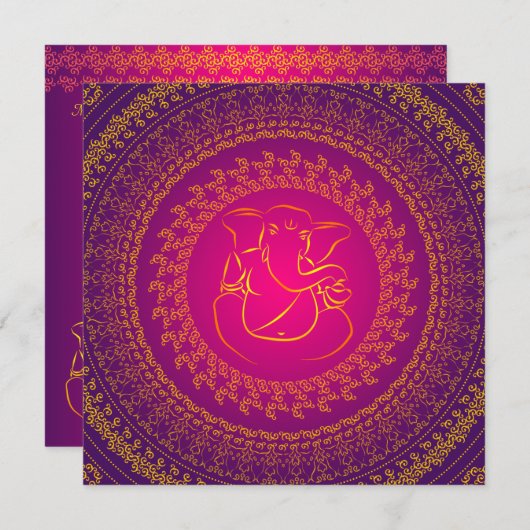 Elegant Classy Ganesh Indian Wedding Invitation Kaart (Voorkant / Achterkant)