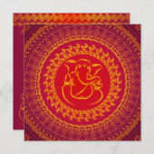 Elegant Classy Ganesh Indian Wedding Invitation Kaart (Voorkant / Achterkant)