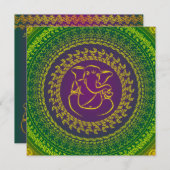 Elegant Classy Ganesh Indian Wedding Invitation Kaart (Voorkant / Achterkant)