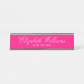 Elegant Classy Girly Bright Pink Aangepast Bureau Naambordje (Voorkant)