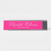 Elegant Classy Girly Bright Pink Aangepast Bureau Naambordje (Voorkant)